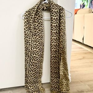 Leopard print long wrap around scarf